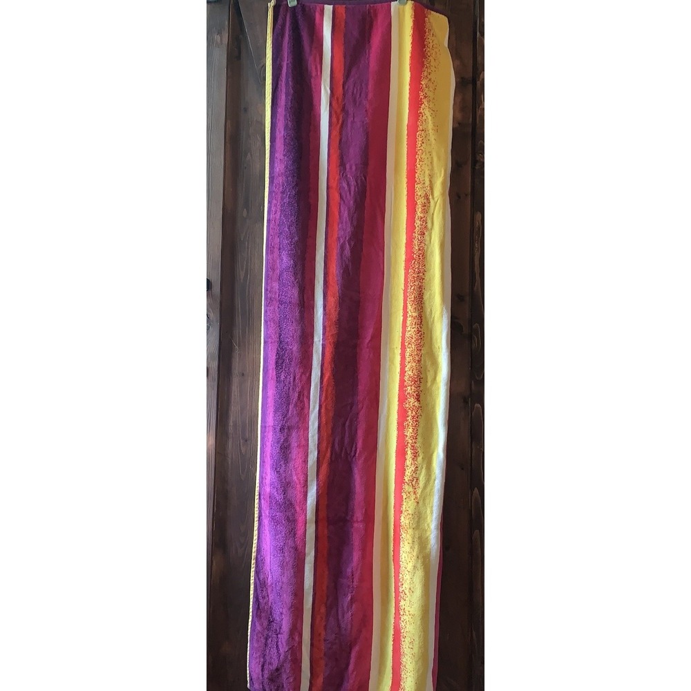 Resort Living Beach Towel Thick Cotton Purple Orange Stripe 68"x41" Vacation